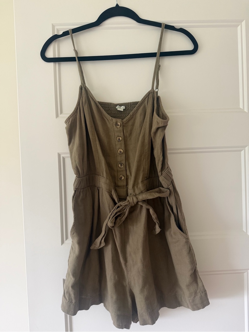 aerie Olive Green Sleeveless Button-Front Romper